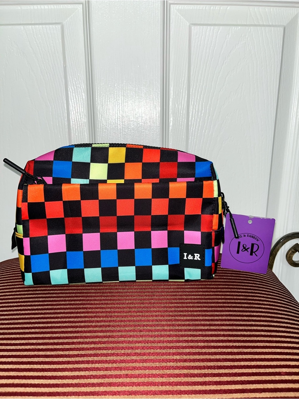 Iris & Rainbow Vibrant Checkered Beauty by Iris Cosmetics Bag Set